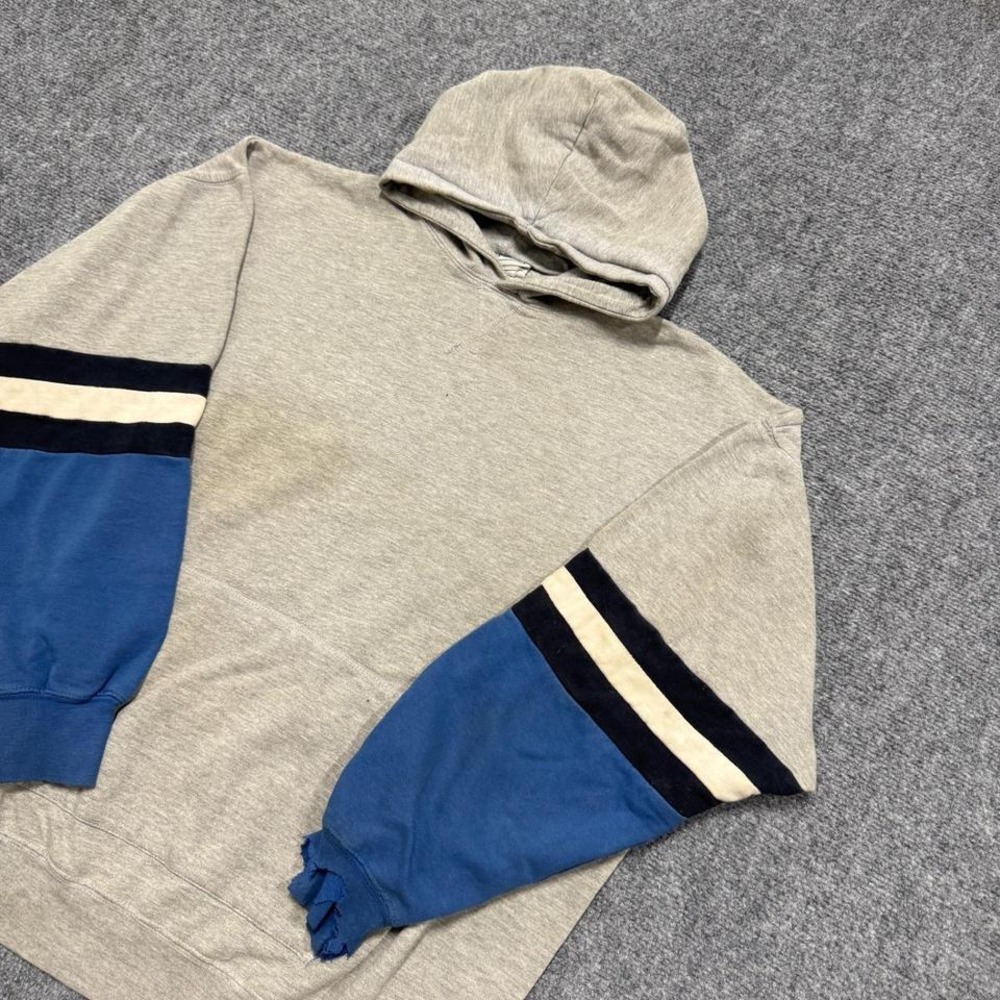 Lee Sport Hoodie Men's Large‎ Stained Pullover Activewear Striped Gray/Blue